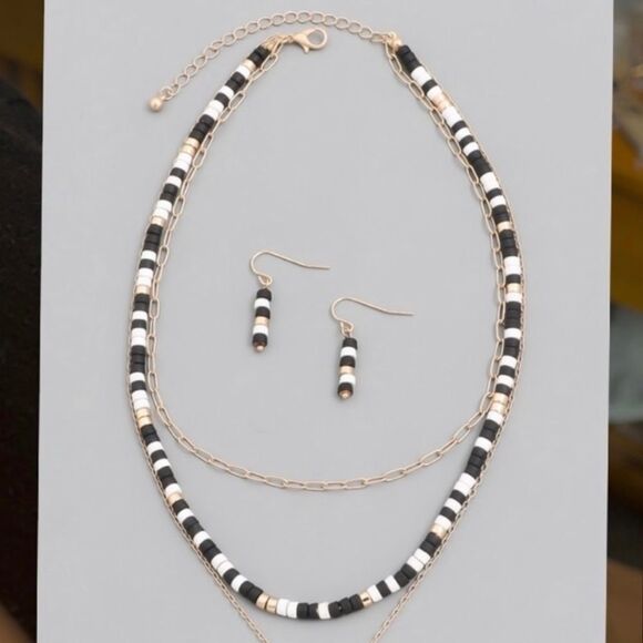 Boho Beaded Necklace Trio with Matching Earrings - Picture 2 of 3